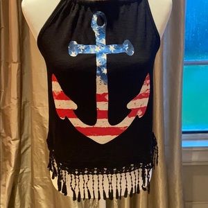 🇺🇸Bella du jour Sz small black halter w/anchor